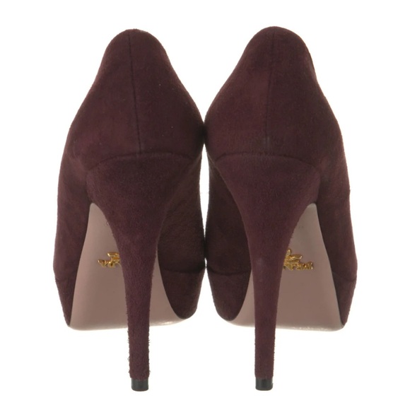 Suede Prada Peeptoe Pumps Sz 38 - Picture 2 of 14